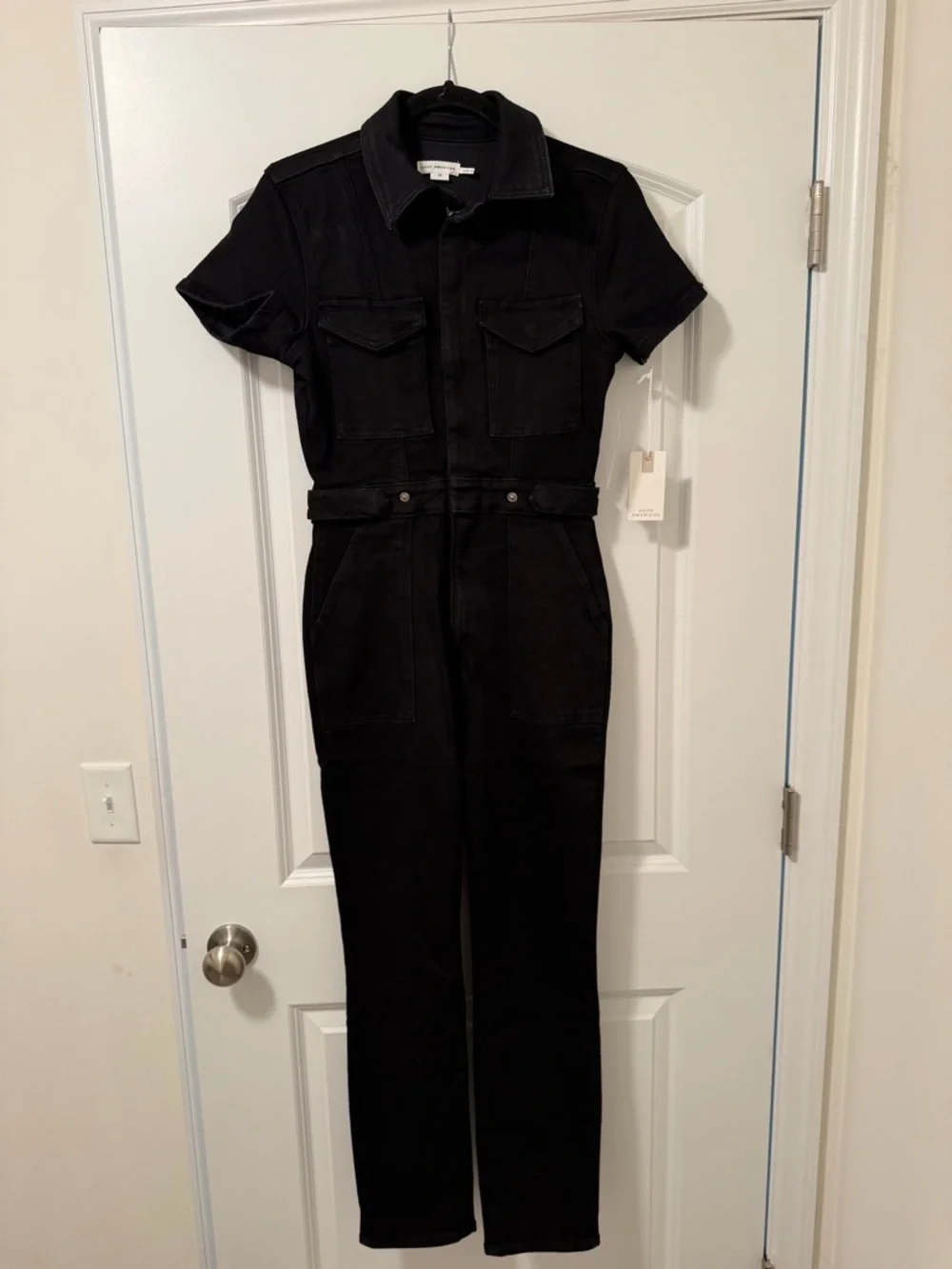 Good American Black Denim Jumpsuit - Picture 1 of 6